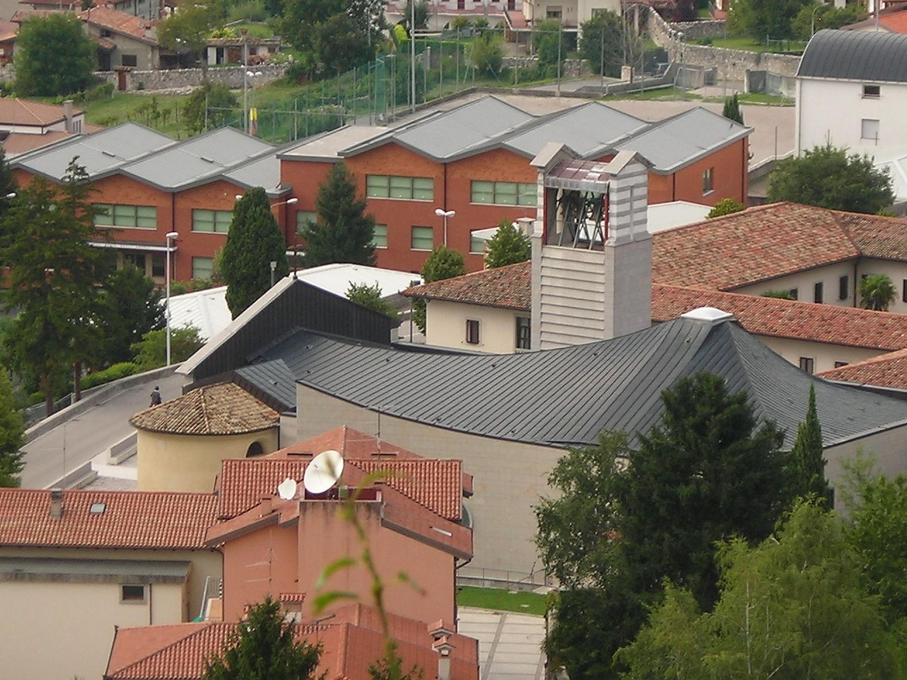 The modern Sanctuary of Saint Anthony in Gemona seen from above