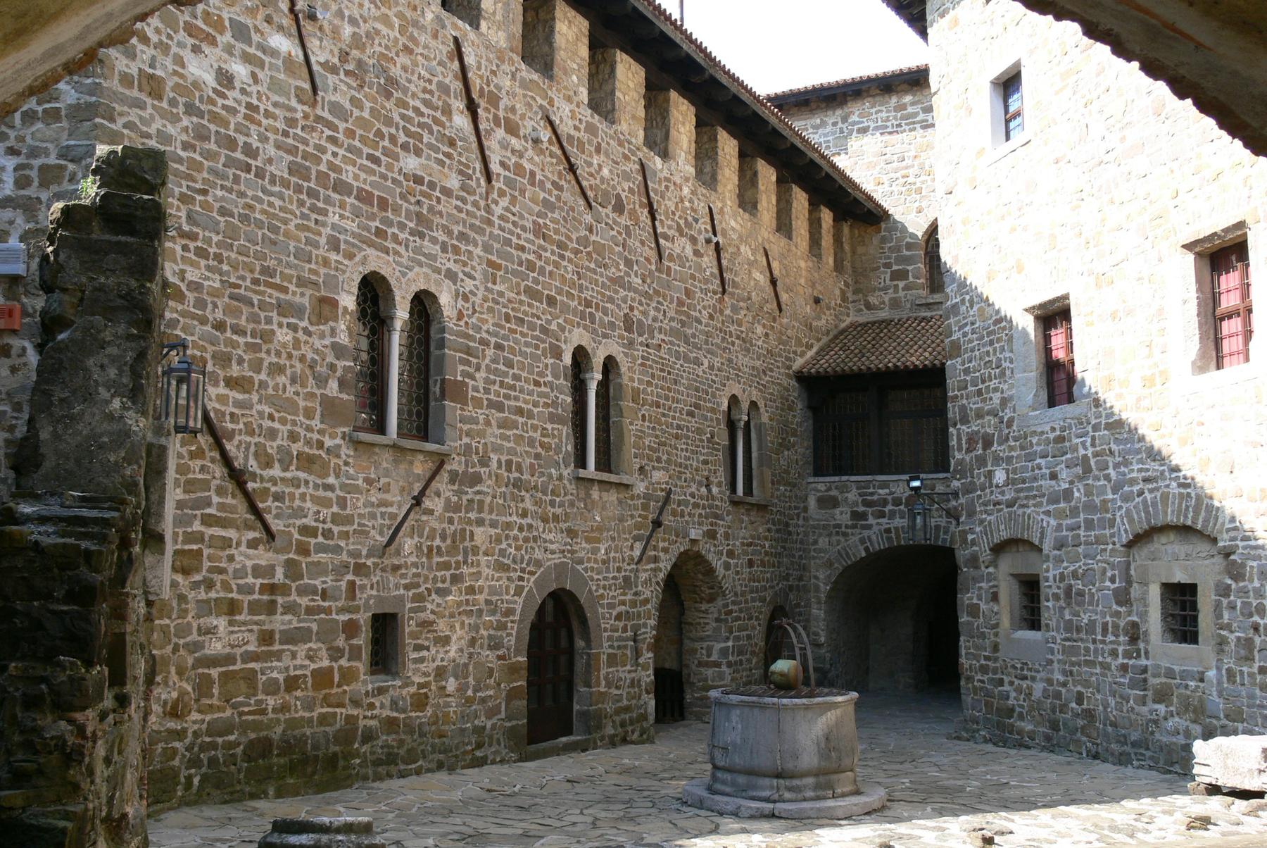 Stone courtyard with an old well inside Gorizia Castle